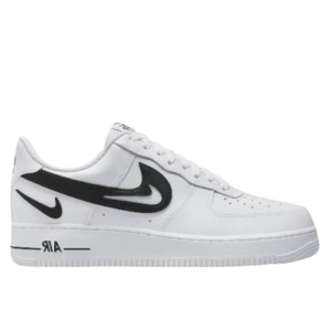 Air force 1 low "cut out swoosh white black"
